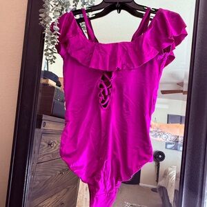 City Chic Fuchsia Ruffle Top